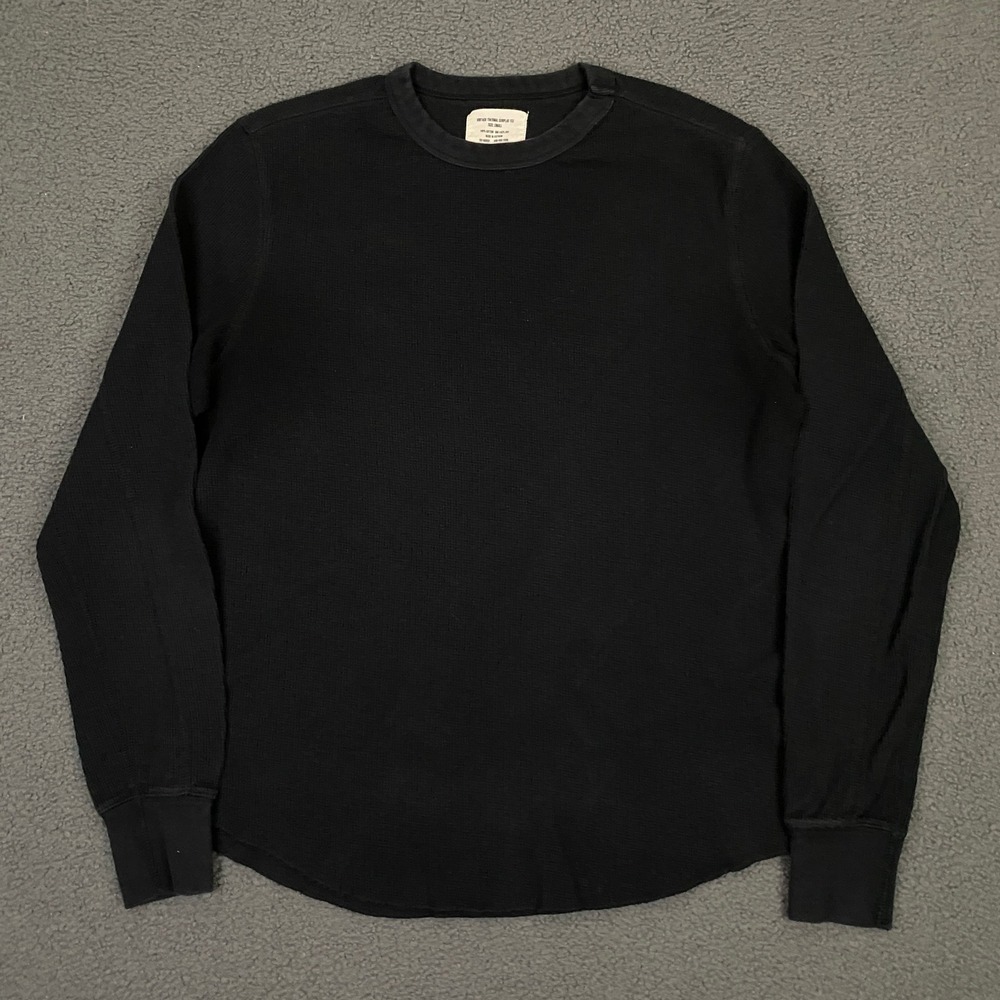 Buck Mason Vintage Thermal Surplus Tee Mens Small Black Waffle Knit T-Shirt